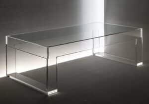 Design Objekte Beistelltisch Acryl Beistelltisch Salontisch mit Glasauflage in zwei Farben